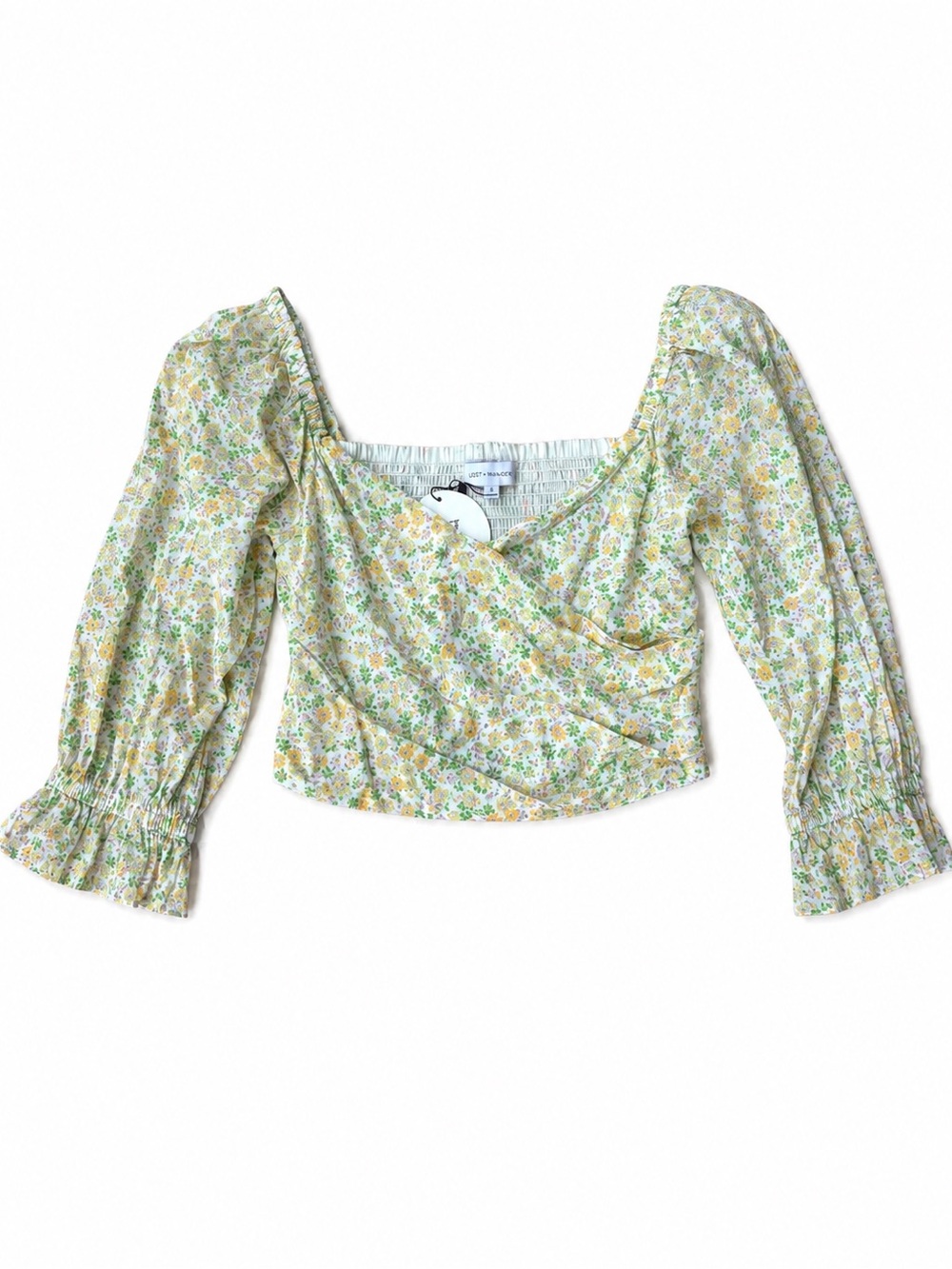 Lost + Wander Floral Wrap Crop Top $88 Medium NWT Puff Sleeve Boho M